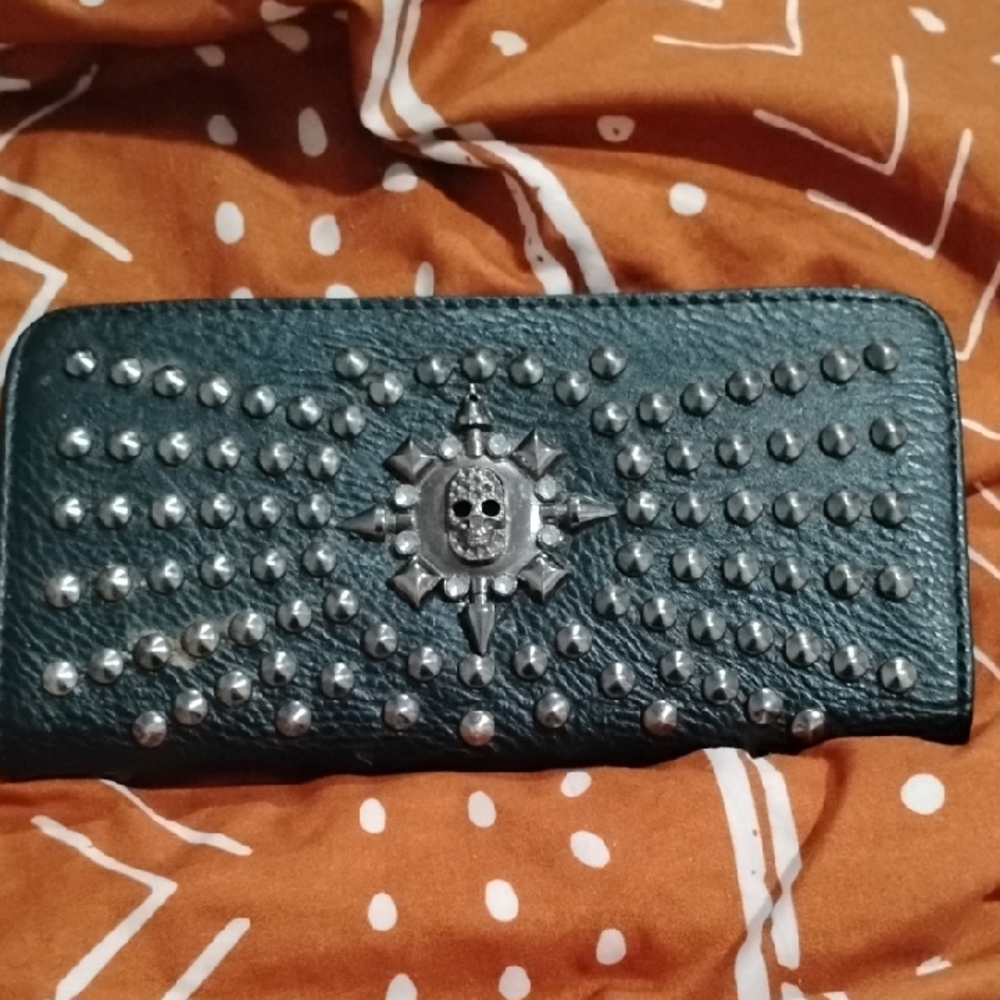 Studded Black Leather Wallet
